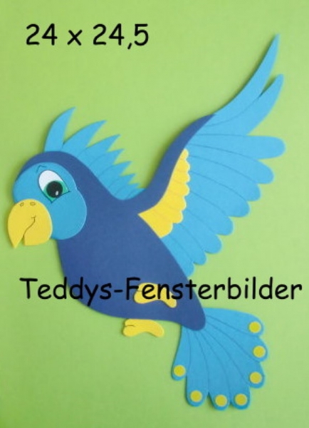 fliegender Papagei blau
